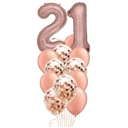 Twenty One Rose Gold Balloon Bunch